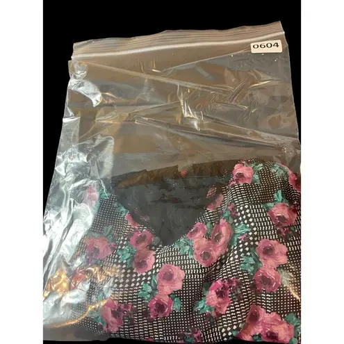 Metaphor Sheer Black Pink Floral Lace Trim 90s Y2K Cami Slip Top S NWT