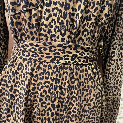 Lands' End Animal Print Long Sleeve Dress Black