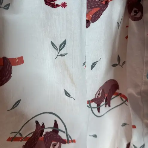 NWOT Pajamagram Sloth Classic 100% Cotton Pajama Set White Size 2X