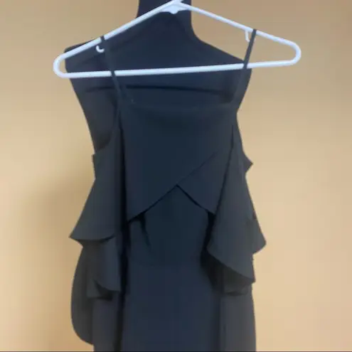 Chelsea28 🛍️ Black Cold Shoulder Ruffle Jumpsuit Romper Size 0