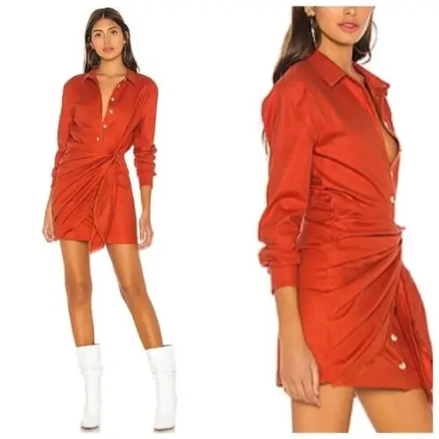 L'Academie   The Adelyn Mini Dress in Cherry Red Front Button Women’s Size XXS