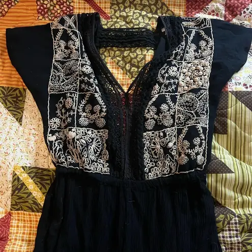Vintage Small woven cotton lace full body jumpsuit Black