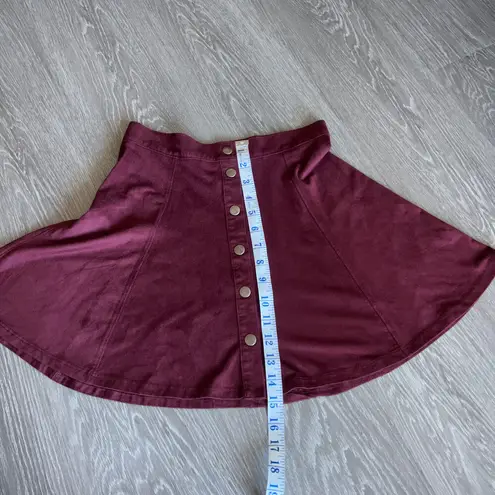 Full Tilt  Skirt Small Burgundy Button Front Mini