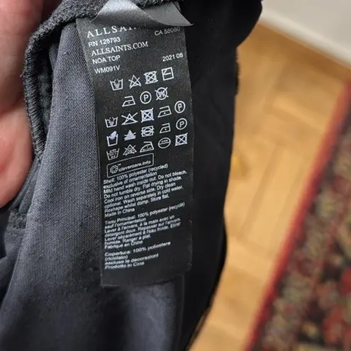 All Saints Black Noa Velvet Lace Trim Camisole