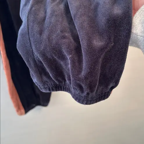 Monrow Neptune Womens Velour Jumpsuit joggers with stripe no size Navy Brown Blue