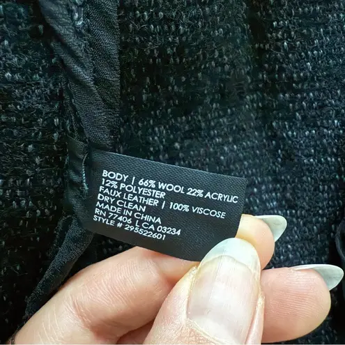 Club Monaco Black Cardigan Sweater with Leather Trim