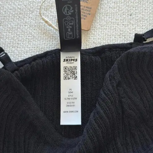 SKIMS Sheer Knit Cami Bodysuit in Onyx, Size XXS