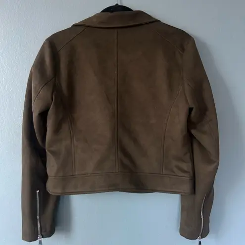 Vigoss  Green Leather Moto Jacket with Asymmetrical Zipper - Image 5