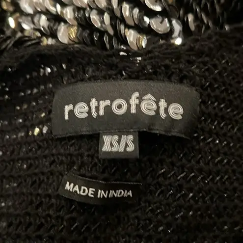 RETROFETE TARA SEQUIN CROCHET DRESS XS Black