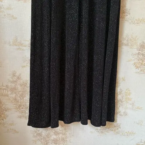 Vintage 90s black silver glitter sparkly long sleeve whimsigoth maxi dress 10