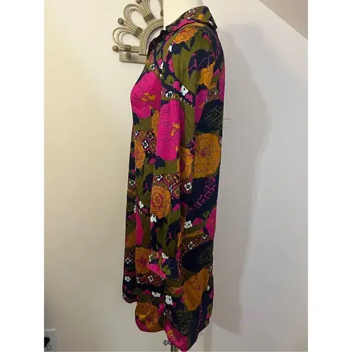 Vintage 70s Act 1 Groovy Flower Power Psychedelic Mini Dress M Pink Size M