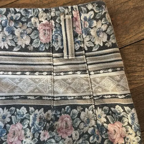 Vivaldi jeanswear vintage floral denim patterned pencil skirt size small Pink