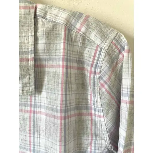 UNTUCKit Cotton Plaid Long Sleeve Button Down Blouse Top Pink Blue Size 12 NEW
