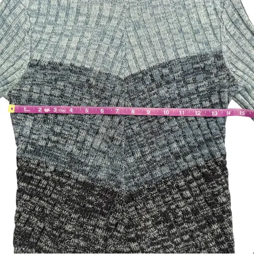 RAVE Y2K 90s Ribbed Mock Neck Bell Sleeve Stripe Sweater Blue Size S