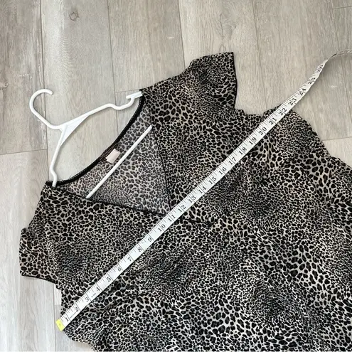 Vintage Babydoll Top Black (size 3x) y2k leopard animal print asymmetrical party