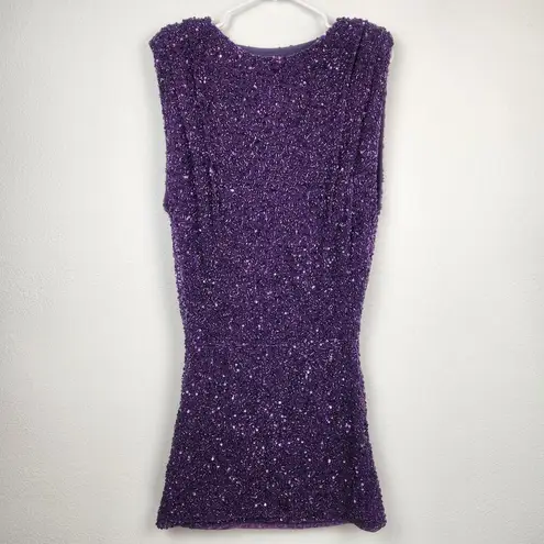 Retrofête Retrofete Carnegie Embellished Sequin Mini Dress Purple Small Sleeveless NWT
