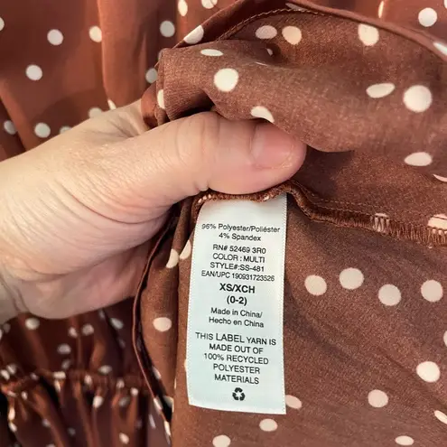 Scoop Wrap Blouse | NWT | Polka Dot | Size XS | Retro Pinup | Coquette Brown