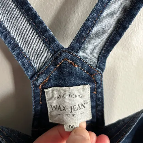 Wax Jean Denim Overalls Shorts M Distressed Cuffed Bib Adjustable Straps