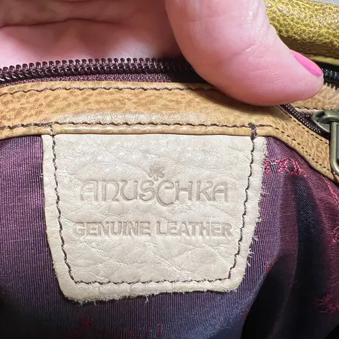 Anuschka 🌸 Hand-Painted Leather Crossbody – Butterflies & Nature Print + wallet