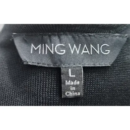 Ming Wang Black Magenta Geometric Embroidered Knit Cardigan Tank Set Size L