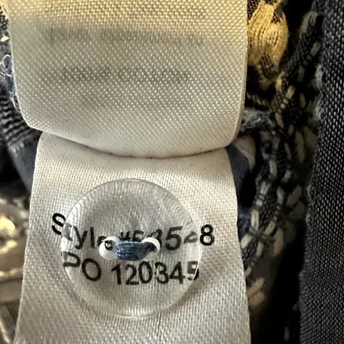 Seafolly Anthropologie Dobby Stripe Jumpsuit Criss Cross Back Chambray Paisley L