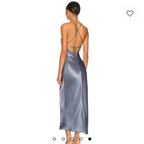 Shona joy La Lune Asymmetrical Bias Cowl Midi Dress in Blue Smoke