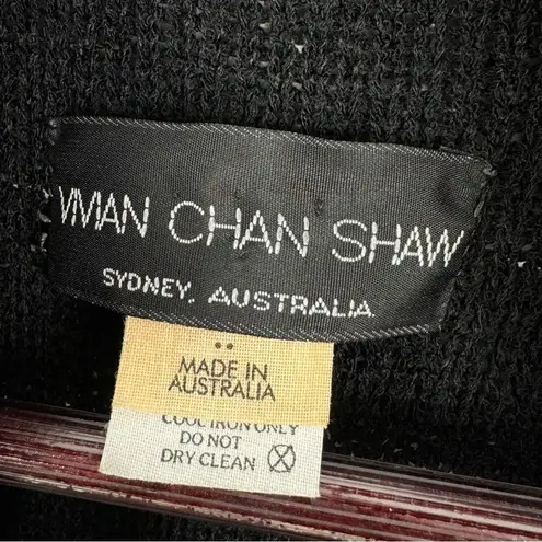 Vivian Chan Shaw Scallop Hem Duster Cardigan Sweater Black Large Open