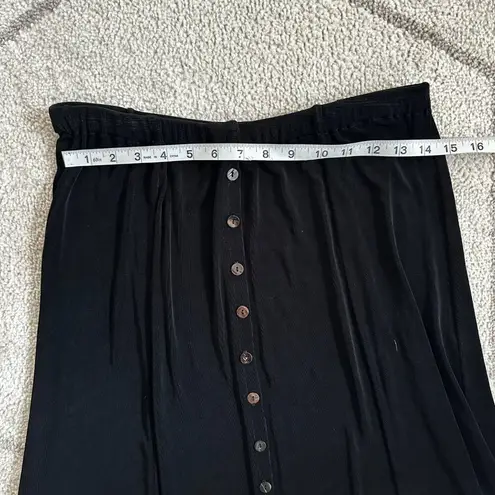 Coldwater Creek Stretch Button Front Flare Midi Skirt – Black, Comfy & Classic P