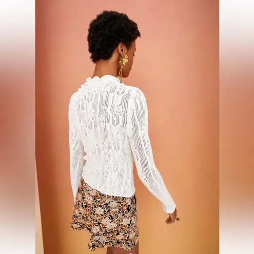 Ulla Johnson Celeste Pointelle Pullover Knit Cream Popcorn Sweater Size XS Petit