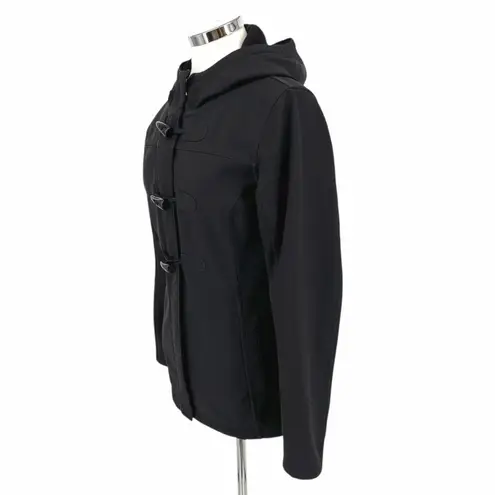 Lucy Hooded Toggle Jacket Fleece Lined Black Size Medium
