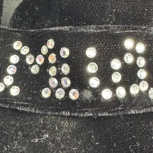 Vintage Y2K Black Velvet Platform Rhinestone Loafers Size 7.5