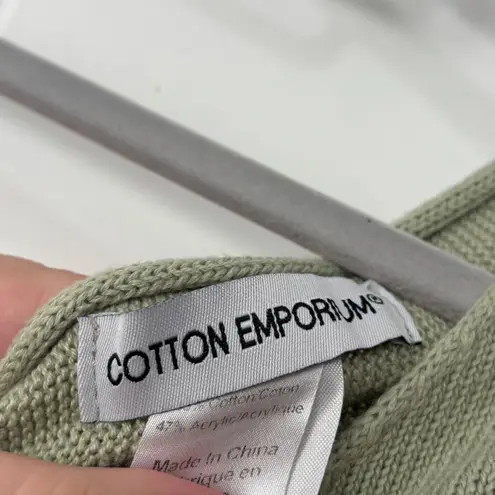 Cotton Emporium Twist Back V Neck Sweater Light Green XS