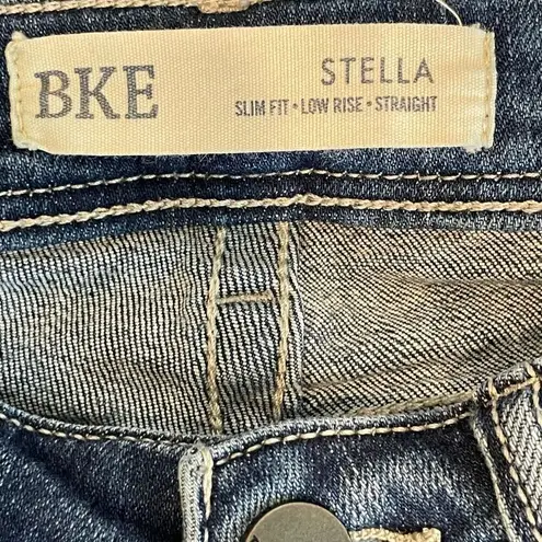 BKE Blue Cotton Whisker Slim Fit Low Rise Straight Leg Jeans Size 28x31 1/2