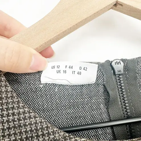 Akris Punto Metallic Lurex Glen Check Top 3/4 Sleeve Plaid Silver Women's 12