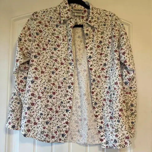 Northern Reflections Womens Floral Print Long Sleeve Button Up Shirt XS TP