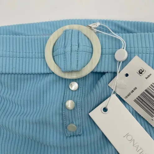 Jonathan Simkhai Swim Bikini Bottom Size Large Ribbed Horizon Blue Belt NWT