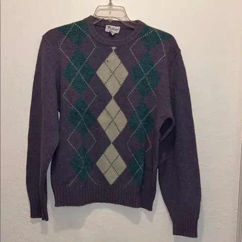 Vintage 70s Argyle Wool Grandpa Golf Sweater unisex preppy sweater Size XL