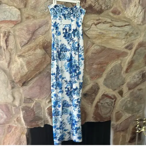 Commense Multi Floral Split Long Dress size L Blue Size L