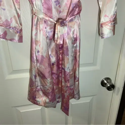 Linea Donatella Linea Donatello Pink-Purple Satin Tie Waist Robe S/M