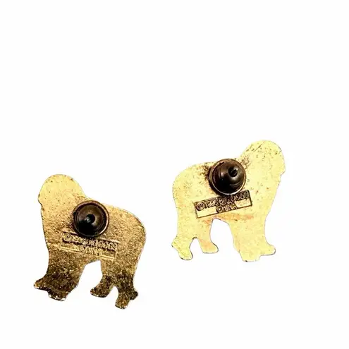 Big Dogs Vintage Enamel St Bernard Dog Figural Post Earrings