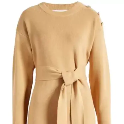 Charles Henry NEW  Long Sleeve Belted Mini Sweater Dress in Camel - size M