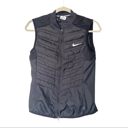 Nike  Aeroloft 800 Black Down Fill Sleeveless Full Zip Running Vest Size Small