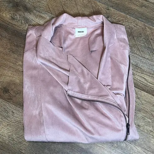 Mote Faux Suede Waterfall Blush Pink Open Front Drape Jacket Women's XXL