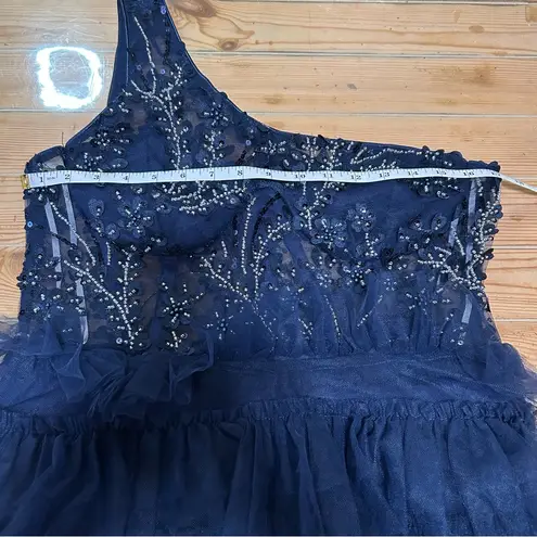 Lulus Fanciful Charm Navy Mesh Beaded Tiered One