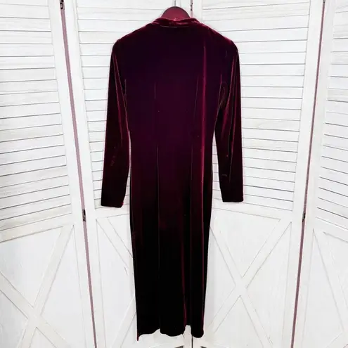 Vintage Eva Tralala Paris Stretch Velvet Button Front Duster Jacket Red Small