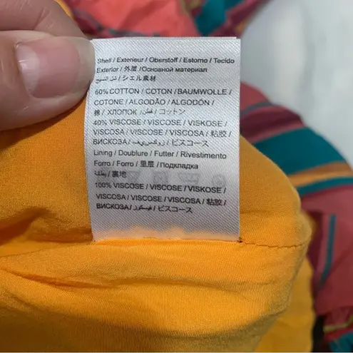 Farm Rio size XS Anthropologie rainbow Colorful Striped Midi Dress square pink