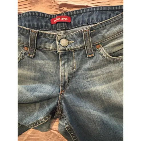 Women's Vintage Indian Rose Wide Leg Loose Fit Denim Blue Jeans 32 X 33 Low Rise