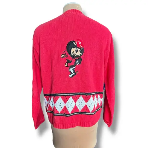 90s Ohio State Buckeyes Collegiate Football Button Knit Cardigan Sweater Medium Red