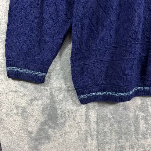 Vintage Spunky Made in USA Blue Knit Striped Sweater One Size/ Large