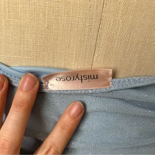 Blue Ruched Mini Skirt Set for Night Out Size M